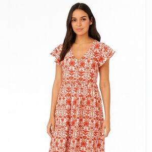 🧨Red & White Print Pullover Dress